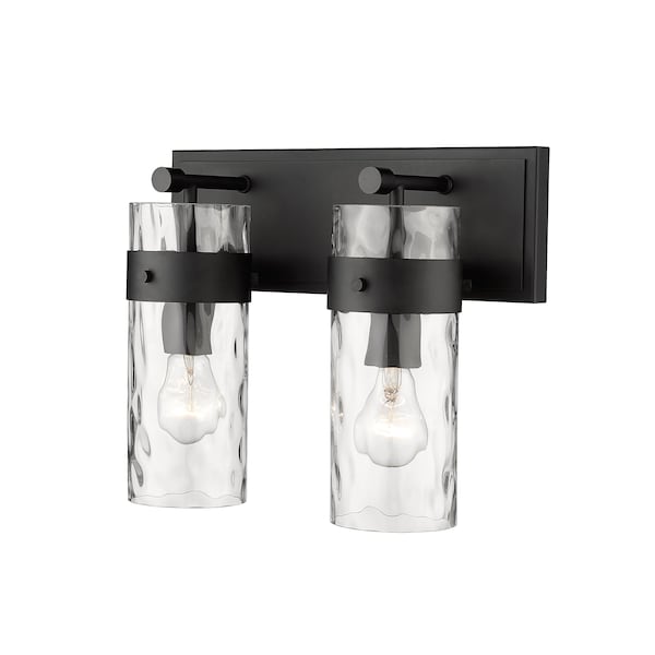 Z-Lite Fontaine 2 Light Vanity, Matte Black & Clear 3035-2V-MB - main
